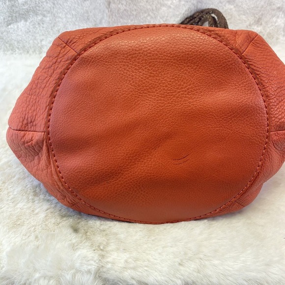 The Sak Hobo Shoulder Bucket Bag Tangerine Leather Pebbled Boho Y2K Hippie Hobo - Picture 10 of 14